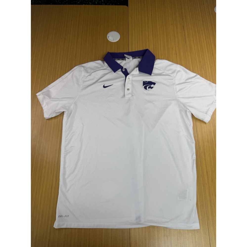 KSU Kansas State University Wildcats Nike White Dri-FIt Men's XL Polo Shirt